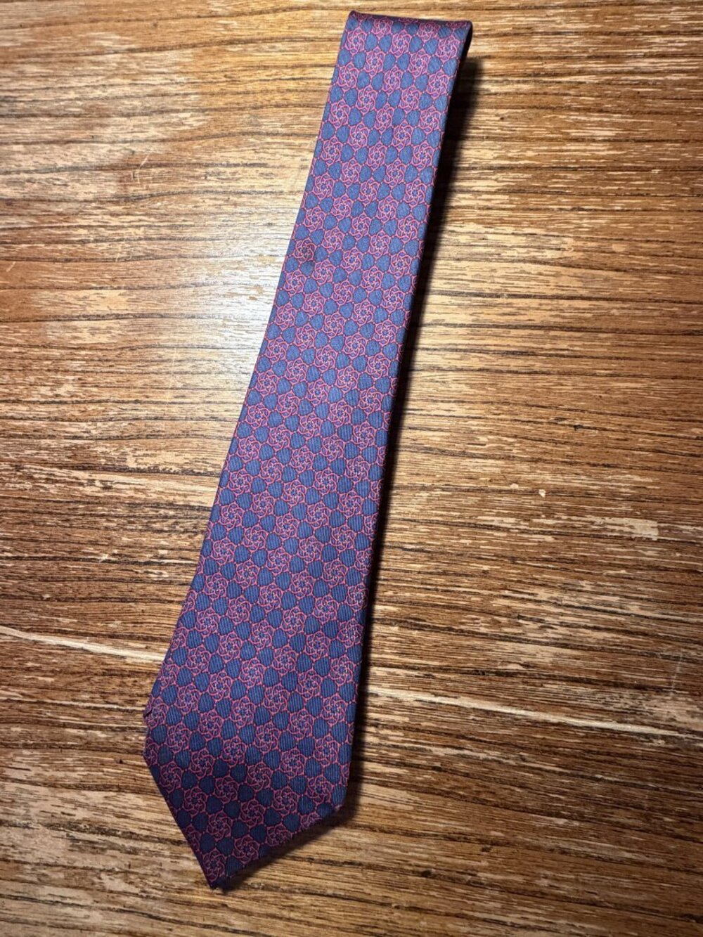 Hermes Paris Purple Red Medallion Silk Tie